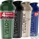 VELOMIX - 4 opakowania - 28 oz Shaker Cups for Protein Shakes - 4x Wire Whisk Between 124; Butelki z białkami przeciwsłonecznymi do mieszania białek 124; Butelki z protein Shaker Pack 124; Butelki z protein Between Shakes (Forest Edge)