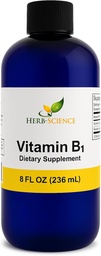 Płynna witamina B1 Krople - Codzienny suplement tiaminy do żywienia, Nerwowy system, Heart Health, Stress Relief, Natural Energy Booster - 500% DV, 288 Servings per Bottle - 8 fl. oz