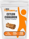 BulkSupplements.com Cynamon Bark Extract Powder - Ceylon Cynamon Supplement, Herbal Supplement - Vegan & Gluten Free, 1,2g per Serving, 250g (8,8 oz) (Opakowanie po 1)