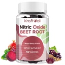 Gummie buraczane 6000mg - Azoksyd azotowy booster z ziarnem winogronowym, granatem, witaminami C & B12 - Suplementy tlenku azotu dla mężczyzn - Mieszany aromat berry - 60 Gummies