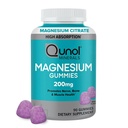 Qunol Gummies magnezu dla dorosłych, 200mg Magnezu pierwiastkowego (od 1,750mg Cytratu magnezu), Wysoka Absorpcja Suplement magnezu, Supports Nerve, Bone and Muscle Health, Wegetarianin, 90 Count