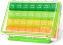 AUVON Moisture- Dowód Comiesięczny Pill Organizator, Duży 28 Dni Pill Box Case z usuwalnym 4 Tygodniowe wiolonczeli, Przyjazny do przechowywania olejów rybnych, Witaminy, Suplementy, Leki
