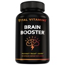 Vital Vitamins Brain Supplements with Bacopa Monnieri - for Memory and Focus - Nootropic Brain Booster - Bezpłatne wsparcie dla dorosłych i seniorów - Non-GMO, 30-Day Supply, 30 Kapsułki