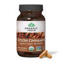 ORGANIC INDIA Ceylon Suplement cynamonowy - Kapsułki organiczne Ceylon Cynamon, Cynamon Pigułki Suplement ziołowy, Support trawienie, Źródło przeciwutleniaczy, USDA Organic, Wegan, Gluten- Free - 90 Kapsułki