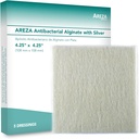 Areza Silver Calcium Alginate Antybakteryjne opaski opatrunkowe - Sterylny, Non- Stick, Wysoko Absorbent; dla ryzyka wysysania i zakażenia ran (4.25 ″ × 4.25 ″, 5- Pack per Box), 1 pudełko