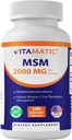 Witamatic MSM 2000 mg z witaminą C 75 mg na porcję - 180 kapsułki Veg - Witamina C Aid in Better absopriton of MSM (Methylsulfonylmetan) - Non-GMO & Gluten Free