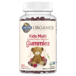 Ogród Organizatorów Życia Dzieci Gummy Witaminy, Certified Organic, Non-GMO & Vegan Kompletne dzieci - B12, C & D3 Gluten, Soy & Dairy Free Real Fruit Chew Gummies, Multi, Cherry, 120 Count