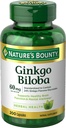 Nature 's Bounty Ginkgo Biloba, Wspomaga zdrowe funkcje mózgu, Suplement ziołowy, 60 Mg, 200 Kapsułki