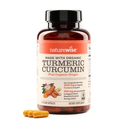 NatureWise Curcumin Turmeric 2250mg - 95% Curcuminoids & BioPerine Black Pepper Extract for Advanced Absorption - Daily Joint and Immune Health Support - Vegan, Non-GMO, 90 Count [30- Day Supply]