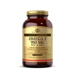 Solgar Triple Strength Omega- 950 mg, 100 Softgels - Wspiera sercowo-naczyniowe, Joint & Skin Health - Heart Healthy Supplement - Esential Fatty Acids - Non GMO, Gluten Free, Dairy Free - 100 Count