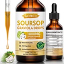Soursop Graviola Liquid Drops 1800mg, Natural Antioxidant, Cell Support & Regeneration, Immune Boost, Soursop Bitters Liquid, Sugar-Free, Non-GMO, Vegan, Orange Flavor, 2 FL OZ