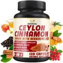 Ceylon Cynamon Kapsułki z Berberine HCl, Jabłko Cydr Ocet, Turmeric, Ginseng, Czarny pieprz - 6in1 dla wsparcia immunologicznego funkcji - 120 Count