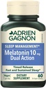 Adrien Gagnon - Melatonina 10mg, Dual Action Time Release Melatonin for Deep Sleep, Natural Sleep Aid for Dorothy Extra Force, 60 Vegan Melatonin Szybkie rozpuszczenie tabletek
