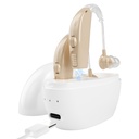 Wzmacniacze słuchu dla seniorów Przywracalne z hałasem Anulowanie - Słuchanie Pomoc Wzmacniacz Utrata Seniorzy, Dorośli Ładowanie Case & Volume Control (1 Para), Beige C1