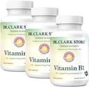 Bernard Jensen 's Dr. Clark Store Witamina B1 Tiamina 500 mg Suplement - Tiamina B1 Suplement do Zdrowego układu nerwowego i metabolizmu energii, bez glutenu, bez mleka - 100 Kapsułki żelatyny 3Pack