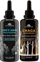 Ekstrakt Mushroom Mane & Chaga - Adaptogen Stack for Focus, Immunitet, Długowieczność, Stress Relief, Gut Health, Anti- Aging, Energy & More - Organic Liquid Drops - 50 ml Każdy (2 opakowania)