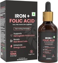 DURJA Iron + Folic Acid Drops - 124; szybko działający płynny suplement żelaza dla kobiet i mężczyzn z cynku - 124; Hemoglobina Booster & Blood Builder - 124; Non-Constipating - 50ml "