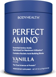 BodyHealth PerfectAmino Proszek - BCAA i EAA Proszek do ćwiczeń przed i po - Amino Acid Energy Drink dla mężczyzn i kobiet do wsparcia Lean Muscle and Recovery - Vanilla - 60 Służenie