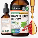BIO KRAUTER ® Hawthorne Berry Supplement - Pure Vegan Hawthorn Berry Liquid Drops 655 mg per serving 2 Fl.Oz 28 Dni dostaw - Używane do ogólnego wsparcia & Codzienne Wellness - Alkohol & Cukier Free