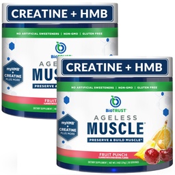 BioTrust Ageless Muscle Builder - Kreatywny proszek HMB z witaminą D3 & Betaine - Build & Reserve Natural Declining Muscle Mass & Force - Fruit Punch, 60 Służenie
