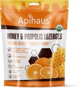 Miód i Propolis Lozenges Pomarańczowy Flavor, Świeże oddech - łagodzi gardło - Wsparcie immunologiczne z witaminą C, Witamina D i cynku, 20