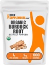 BulkSupplements.com Organic Burdock Root Extract Powder - Burdock Root Powder, Herbal Supplement - Vegan & Gluten Free, 1 g na Serving, 1 kg (2,2 kg) (Opakowanie po 1)