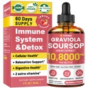 Graviola Soursop Leaf Extract Liquid - Soursop Bitters Liquid, Wsparcie immunologiczne, Relax, Wątroba i sen, Cukier i Alkohol Free, Wysoko Absorbowalny Formuła, Strawberry Flavor, 2 Fl Oz