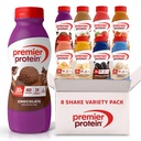 Premier Shakes Protein, 8 Flavor Variety Pack, 30g Protein, 1 g Sugar, 24 witaminy i minerały, Składniki odżywcze do wspierania immunologicznego zdrowia 11.5 Fl Oz (8 opakowań)