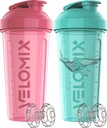 VELOMIX -2 Pack - 28 butelek shakera białkowego do mieszania protein - 2x whiskey z drutu 124; szklanki shakera antywłamaniowego do shake 'ów proteinowych 124; opakowanie butelki z shakerem białkowym (różowy / Turquise)