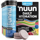 Nuun Energy Electrolyte Tablets with Ginseng, Kofeina z Green Tea Extract, Witamina B12, B6, B5, Magnezu i 4 Inne elektrolity, Gluten Free & Vegan, Mieszane aromaty, 4 Pack (40 Służenie ogółem)