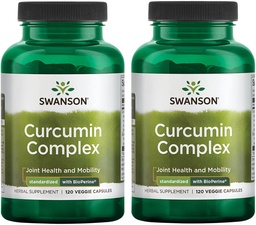 Swanson Curcumin Complex - Herbal Supplement supplement support Joint Health, Mobility & Physical Function - Standard with BioPerine for Maximum Absorption - (120 Veggie Capsules) (2 opakowania)