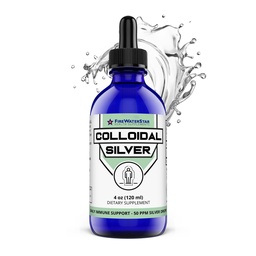 FWS Colloidal Silver, Liquid Silver Drops, 99,99% Pure Silver, 4 oz Butelka szklana, 60 Służenia (2 Dostawy Miesiące), 50 ppm, Koncentrated for Easy and Comfortable Servings