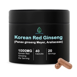 Holistic Bin Koreański czerwony Ginseng Kapsułki Czysty Panax Ginseng Suplement do Ginsenga 124; Wegan, Gluten Free, Nie GMO, Nie Fillery 124; Bogaty w Ginsenosides (40 Kapsułki)