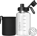 Butelka ze szkła Shaker Butelka, 22oz BPA- Wolny od odorless Shaker Butelka ze stali nierdzewnej 304 304 Ball i usuwalną szczotką do czyszczenia do mieszanek białka Fitness (1Pack)