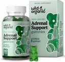 Wild & Organic Adrenal Support Gummies - Pure Adrenal Support Supplements for Women and Men with Ashwagandha Root & Rhodiola Rosea - 60 Pectin-Based Chews