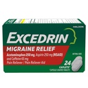 Excedrin Migraine Relief Caplets for Migraine Symptoms, Acetaminophen 250mg, Aspirin 250mg, Caffeine 65mg, Pain Reliever, 24 Count