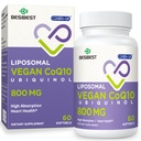 Liposomal Ubichinol CoQ10 800 MG Softgel, Wysoka Absorpcja CoQ10 Ubichinol Suplement, Aktywny koenzym Q10 800mg, Silny przeciwutleniacz do funkcji serca i mózgu, Produkcja energii, 60 Softgeli wegańskich
