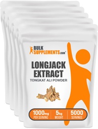 BulkSupplements.com Longjack Extract Powder - Tongkat Ali Extract, Longjack Tongkat Ali Powder - Tongkat Ali for Men & Wolny od glutenu - 1000mg na Serving, 5kg (11 funtów) (opakowanie po 5)