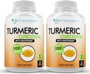 Kurkumina kurkuminowa suplement - 2250mg / d - Kapsle wegetariańskie - 95% Kurkuminoidy z ekstraktem z czarnego pieprzu (Bioperine) - 750mg kapsułki - 100% Organiczne - Najmocniejsze Turmeric (Opakowanie 2)