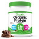 Orgain Organic Vegan Protein Powder, Creamy Chocolate Fudge - 21g Białko roślin, 7g włókno prebiotyczne, niskonetto węglowodory, brak składników laktozy, Nie dodano cukru, Nie-GMO, Dla shakes & Smoothies, 1.02 lb