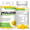 Mullein Gummies dla jasnych płuc, 10 w 1 Ekstrakt Mullein Leaf dla płuc, Mullein Quercetin Gummies dla Lung Cleanse, układu oddechowego, immunologicznego, aromatu ananasowego, 120 Count