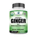 American Standard Supplements Organic Ginger Extract with Organic Black Pepper Extract, Wegan, Gluten Free, Non-GMO, 90 Kapsułki, 90 Słupki