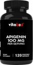 Apigenin 100mg na serwowanie - 120 Kapsułki roślinne - Ekstrakt roślinny z kwiatów rumianku - Non Habit Forming - Aktywne bioflawonoidy i przeciwutleniacze