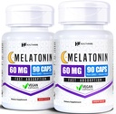 HealthFare Melatonin 60mg XI124; Opakowanie 2 XI124; 90 Kapsułek Veg Każdy XI124; Wysoka wytrzymałość Formuła XI124; Wegetarianin, Non-GMO, Gluten- Free XI124; Made in USA