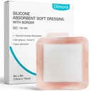 Dimora Silicone Super opatrunki opatrunkowe opatrunki opatrunkowe - Delikatne opatrunki przylepne z Polymerem Ultrasorb, Ciężkie opaski na rany wysiękowe 6 "X 6" 10 Opakowania
