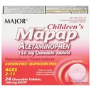 MAJOR Mapap Acetaminofen 160 mg tabletki do rozgryzania i żucia - Reliever Pain / Fever Reducer - Aspirin Free - Ibuprofen Free - dla wieku od 2 do 11- 24 Count (1 Pack)