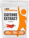 BulkSupplements.com Cayenne Pepper Extract Powder - Capsicum Supplement, Capsicum Extract - 500 mg Cayenne Extract per Serving, Cayenne Supplement - Gluten Free (500 gramów - 1,1 lbs)
