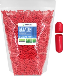 XPRS Nutra Rozmiar 0 Puste kapsułki - 5000 Hrabia Puste kapsułki żelatynowe - Pigułka Diy Kapsułka Napełnianie - Czyste tabletki dla bydła Gel Czapki dla Do- It- Yourself Supplements (Czerwony)